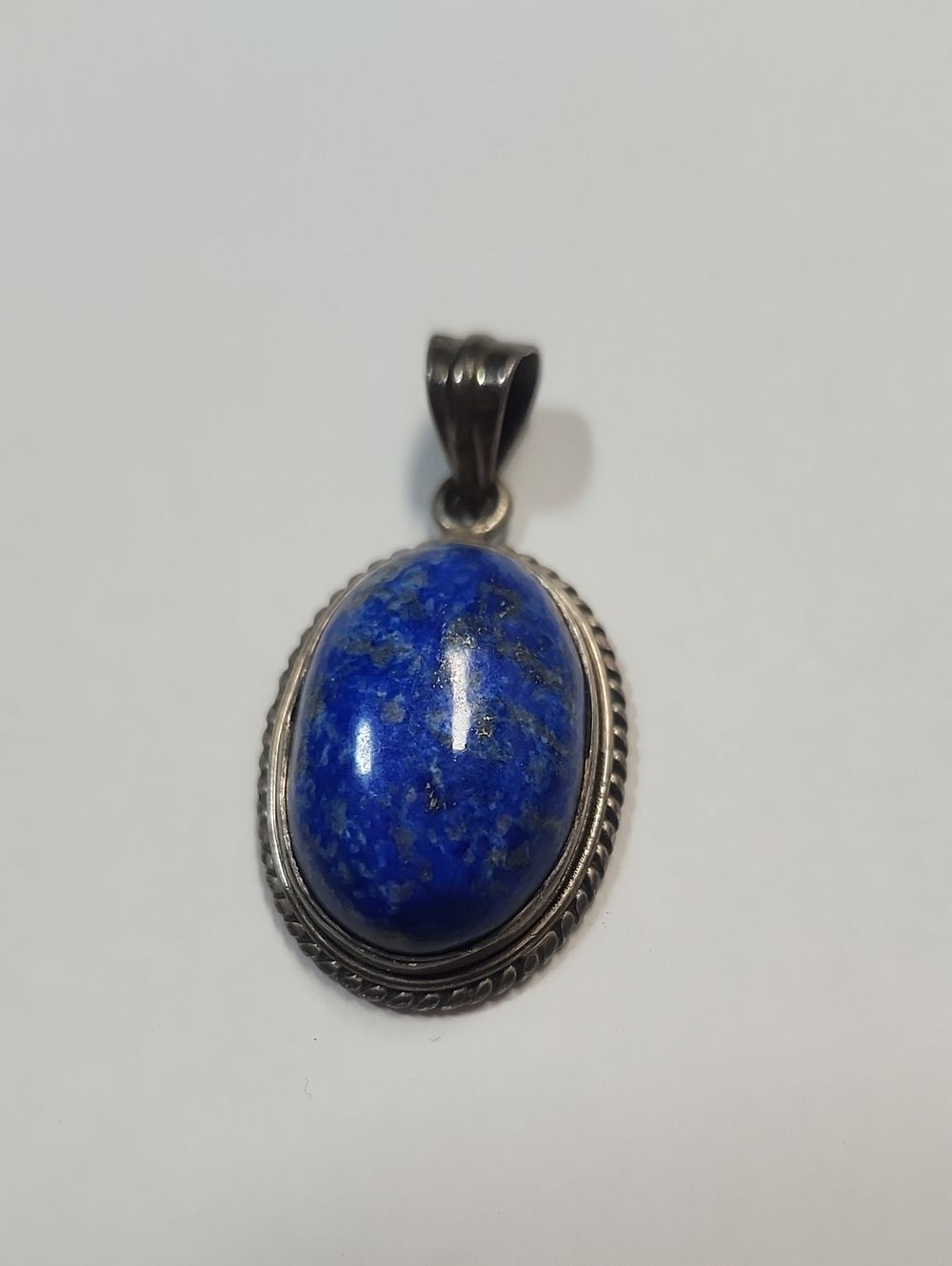 Sterling Silver Lapis Lazuli Oval Pendant - Blue Gemstone